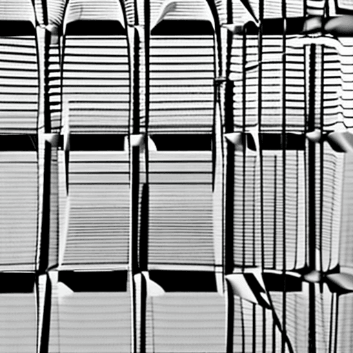 AI generated: Naum Gabo style, abstract creation, black and white, Ligne Claire, city pop