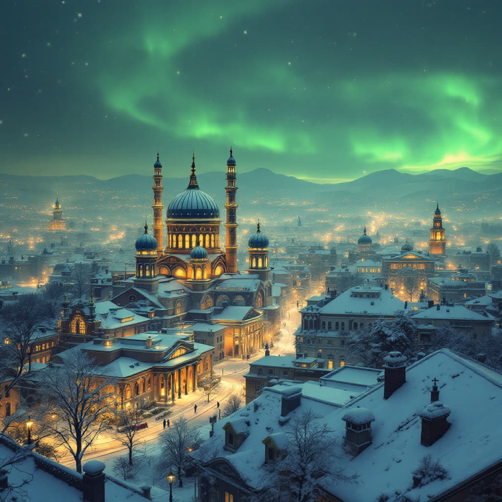 AI generated: A breathtaking, ultra-detailed reimagining of Kampala City covered in snow. The cityscape features K...