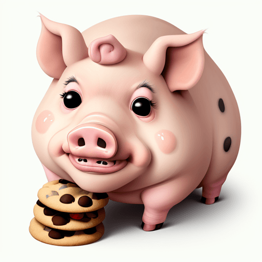 AI generated: crazy pig with cookies 