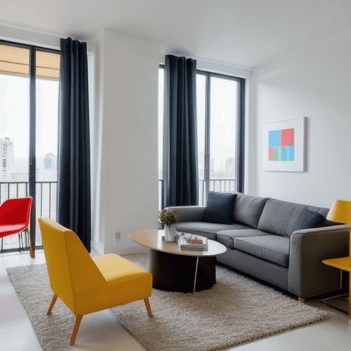 AI generated: Piso secundario de edificio de una residencia minimalista con sala común para sala de entretención c...