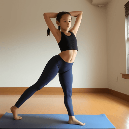 AI generated: 13 years old doing yoga, nice figure