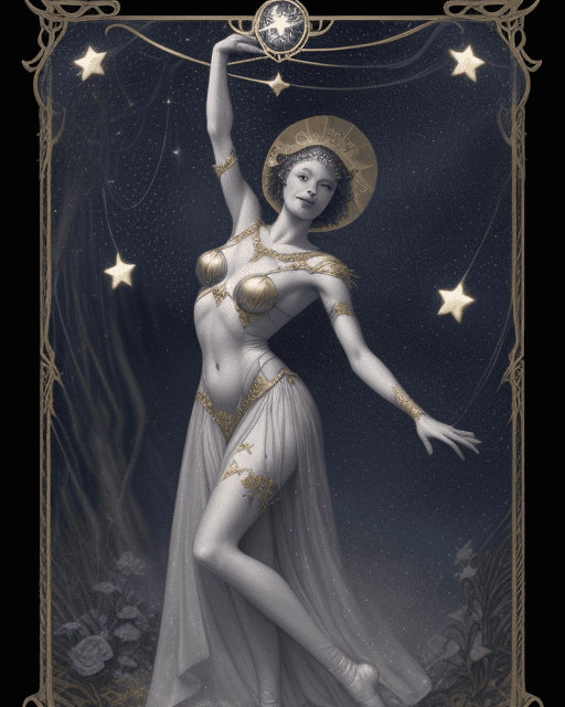 AI generated: An image of an enigmatic Fool Tarot Card archetype engaging in a whimsical dance under a canopy of t...