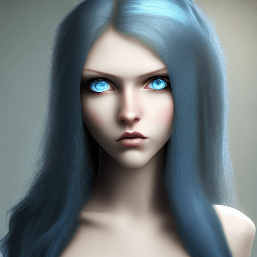 AI generated: Photo of a ultra realistic 20 year old girl, full body shoot, elf, long hair, blue hair, wild hair, ...