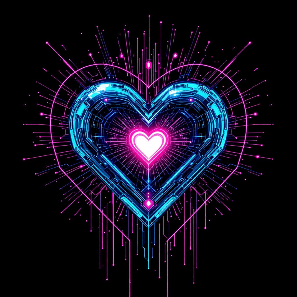 AI generated: A cyber punk unique heart emblem