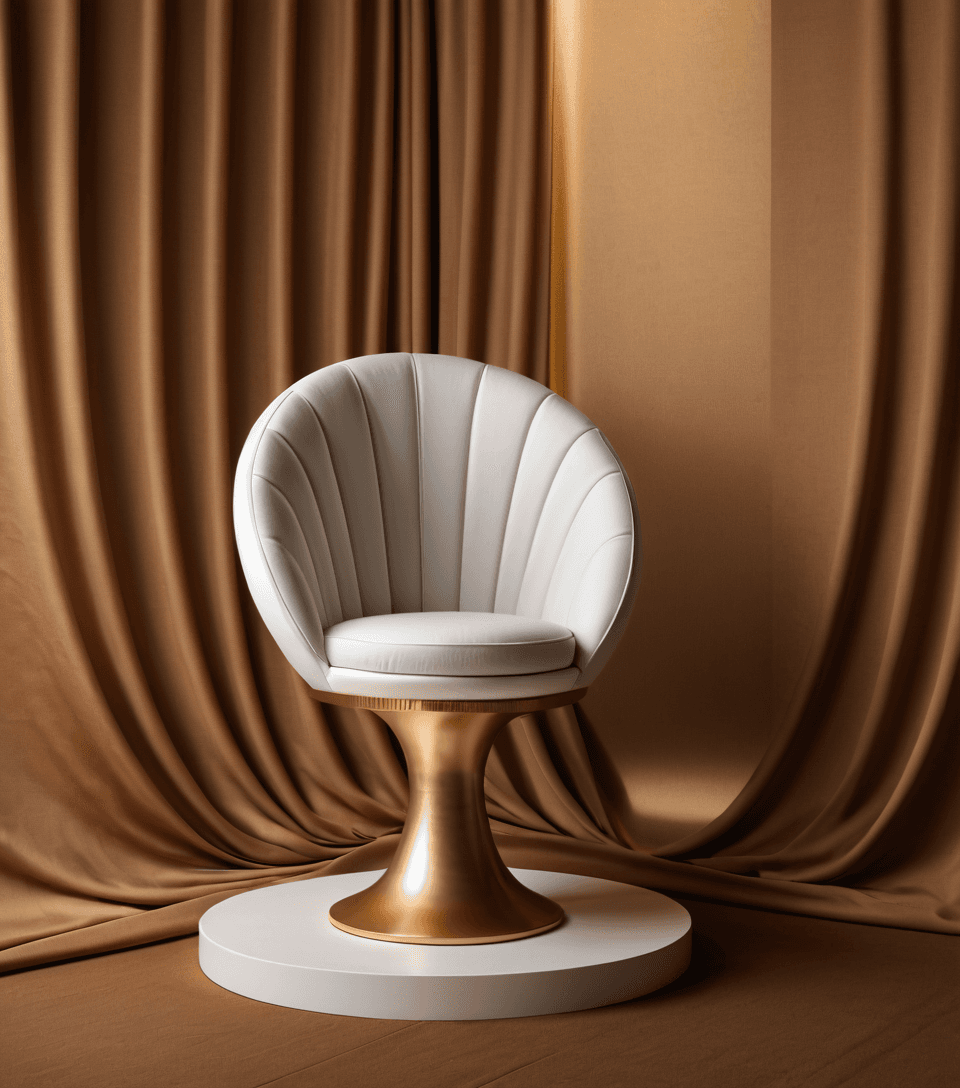AI generated: a white podium sitting on top of a brown cloth, an abstract sculpture, inspired by Anna Füssli, tren...