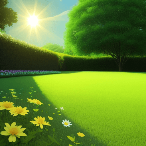 AI generated: Flower lawn sun bright light greenery