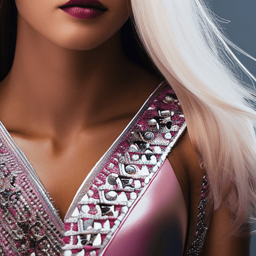 AI generated: mdjrny-v4 style, medium length white hair, a young South Korean girl wearing pink lingerie, proporti...