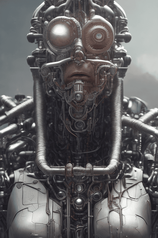 AI generated: full body ancient male cyborg| full-length portrait| detailed face| sith lord symmetric| steampunk| ...