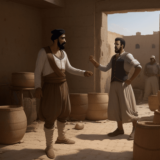 AI generated: a man named tadlaoui is angry distrubed spiteful and cruel to ali the owner of the mill