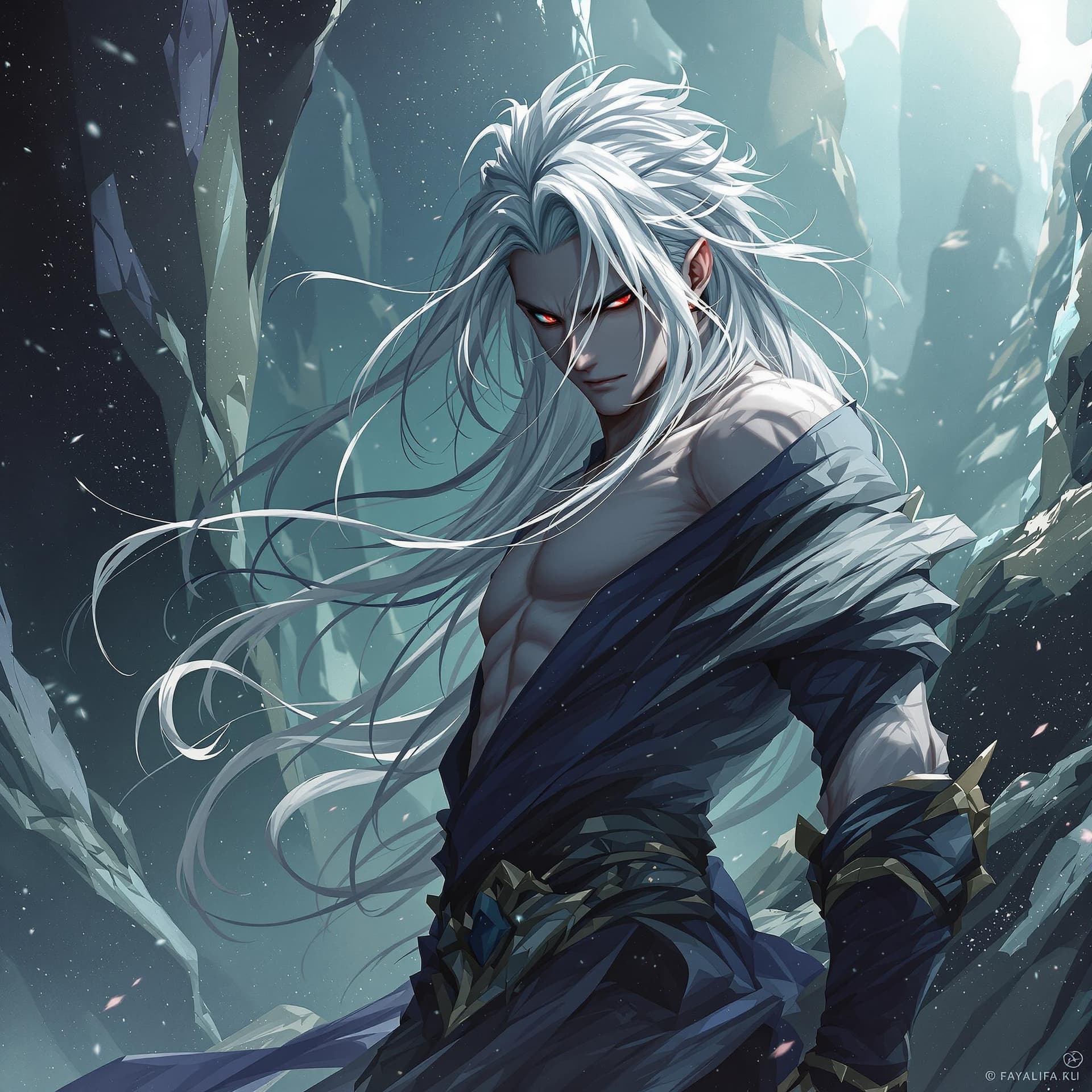AI generated: a man with long hair,extremely pale and handsome,super slim anime style, roaming in the multiverse w...
