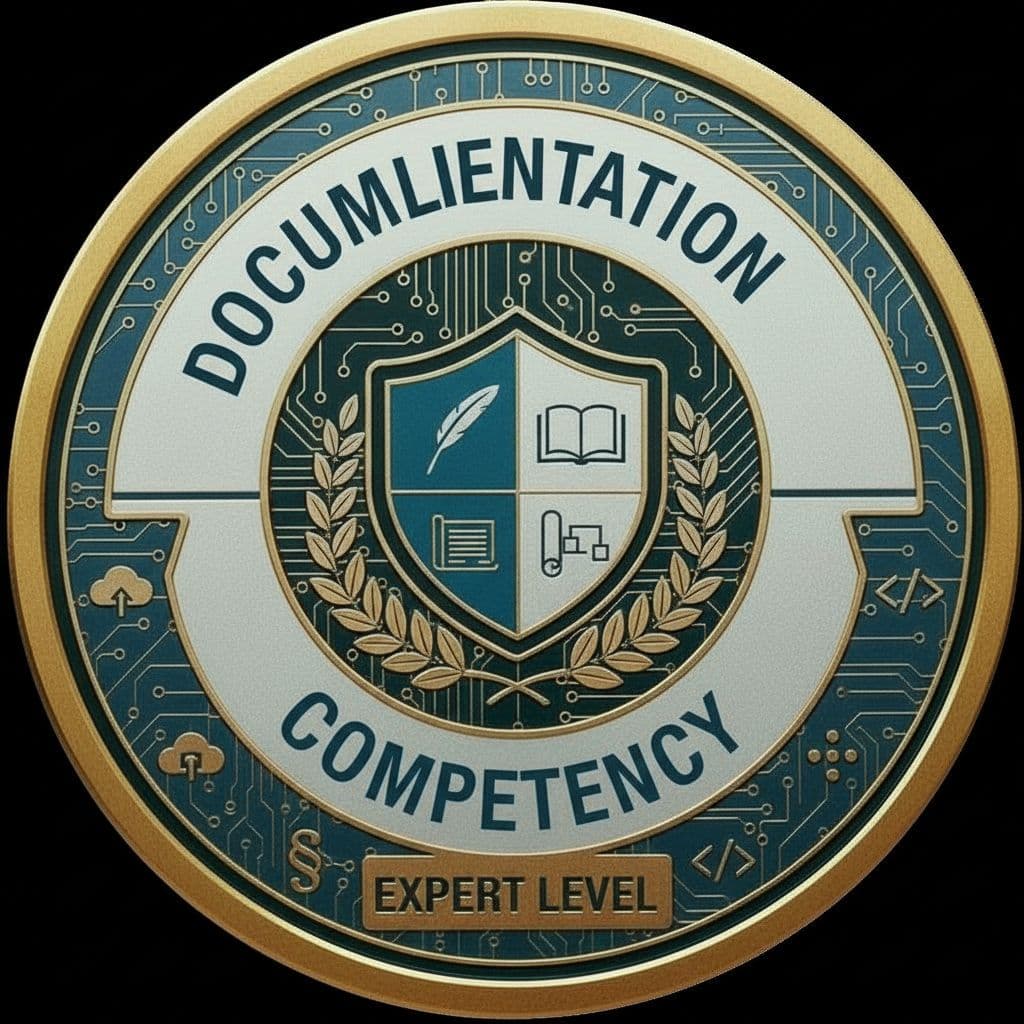 AI generated: Using the input image as a template only, generate a badge for documentation competency, it should b...