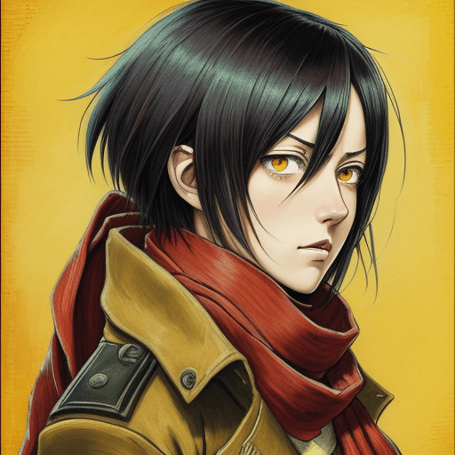 AI generated: mikasa ackerman in the style of vincent van gogh, portrait, aggresive, extreme detail, anime, wearin...