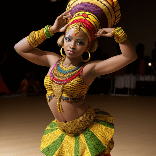 AI generated: African funk dancer, moda photography