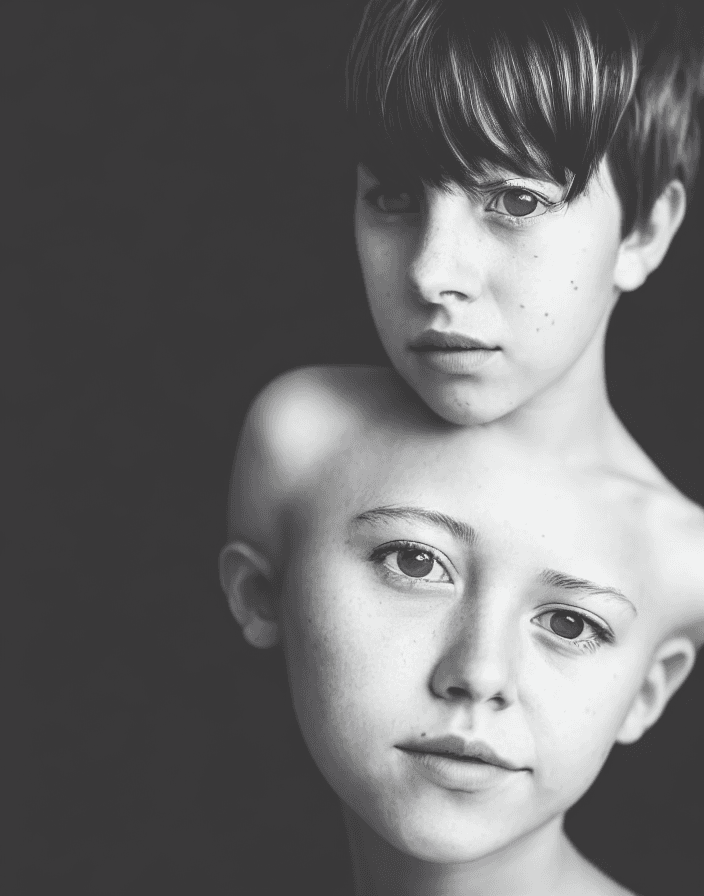 AI generated: [(Photo portrait of girl with short hair):1], black and white photos, high quality, many details