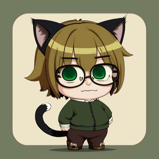 AI generated: Peter Griffin, :3, cat ears, chibi, cat girl, cat tail, solo, slit pupils, masterpiece, best quality...