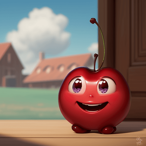 AI generated: A happy cartoon Sour cherry, Pixar Style, perfect composition, 8k artistic photography, photorealist...