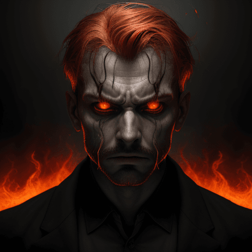 AI generated: A man, bent in unreal ways, his face in shock, his eyes fiery, an unsettling scene, bent and twisted...