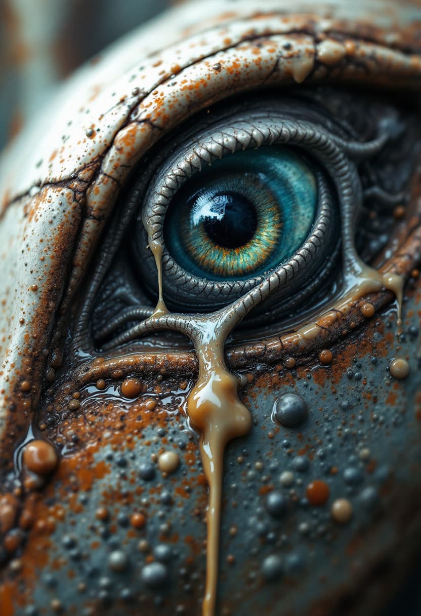 AI generated: Patricia Benitez arts , oil dripping on the hood, impasto painting, surrealism, insightful details, ...