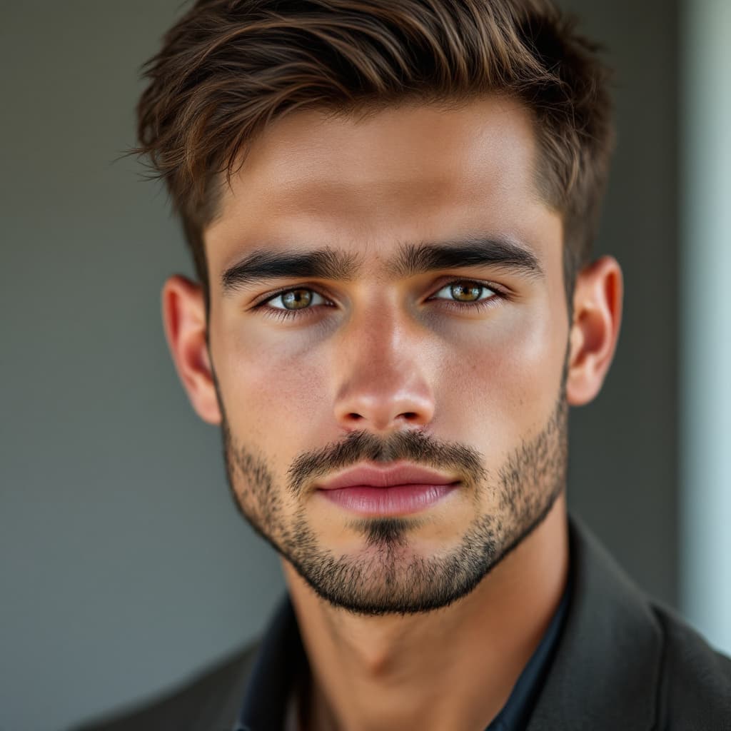 AI generated: "A highly realistic and detailed portrait of a 20-year-old young boy with a confident and charismati...
