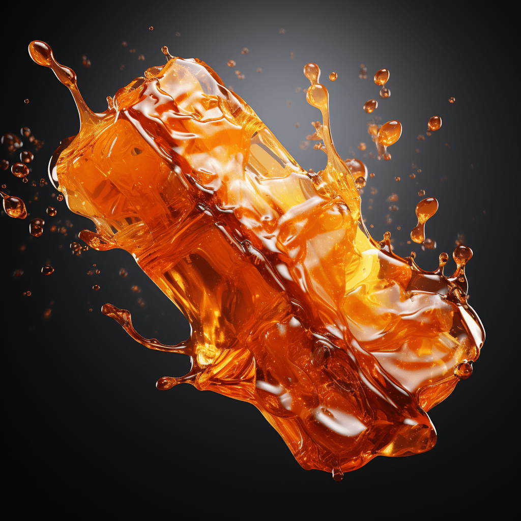 AI generated: brand studio shot, candy, glossy, melt, turn upside down and diagonally, hdr, utra realistic, plain ...