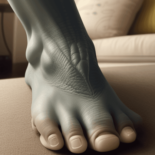 AI generated: a human foot that looks like a dinosaur's foot