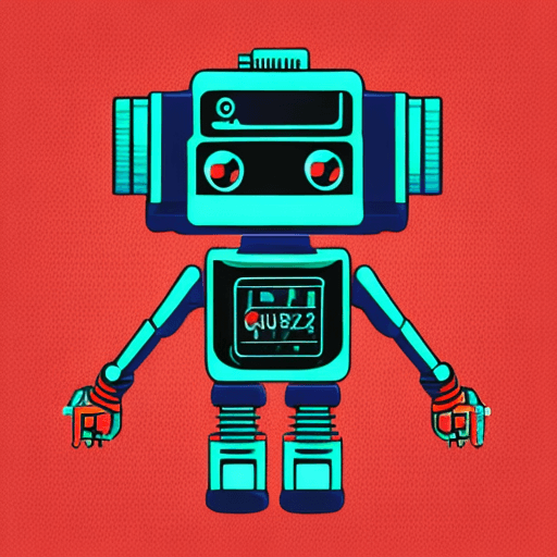 AI generated: cyberpunk robot, t-shirt design, super cute, 2d, vector, flat --q 2
