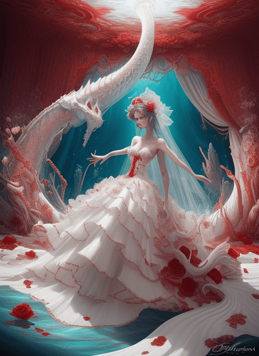 AI generated: fish eye view, grand scale, central subject, surreal scene of the striped Dreamy dragon emerging fro...