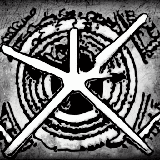 AI generated: group logo "MeatGrinder" in black metal style, logo, horror, dark, death, --ar16:9