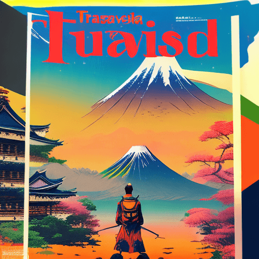 AI generated: (Best Quality, Masterpiece) , centered, (fantasy theme) , front cover of japanese travel magazine, c...