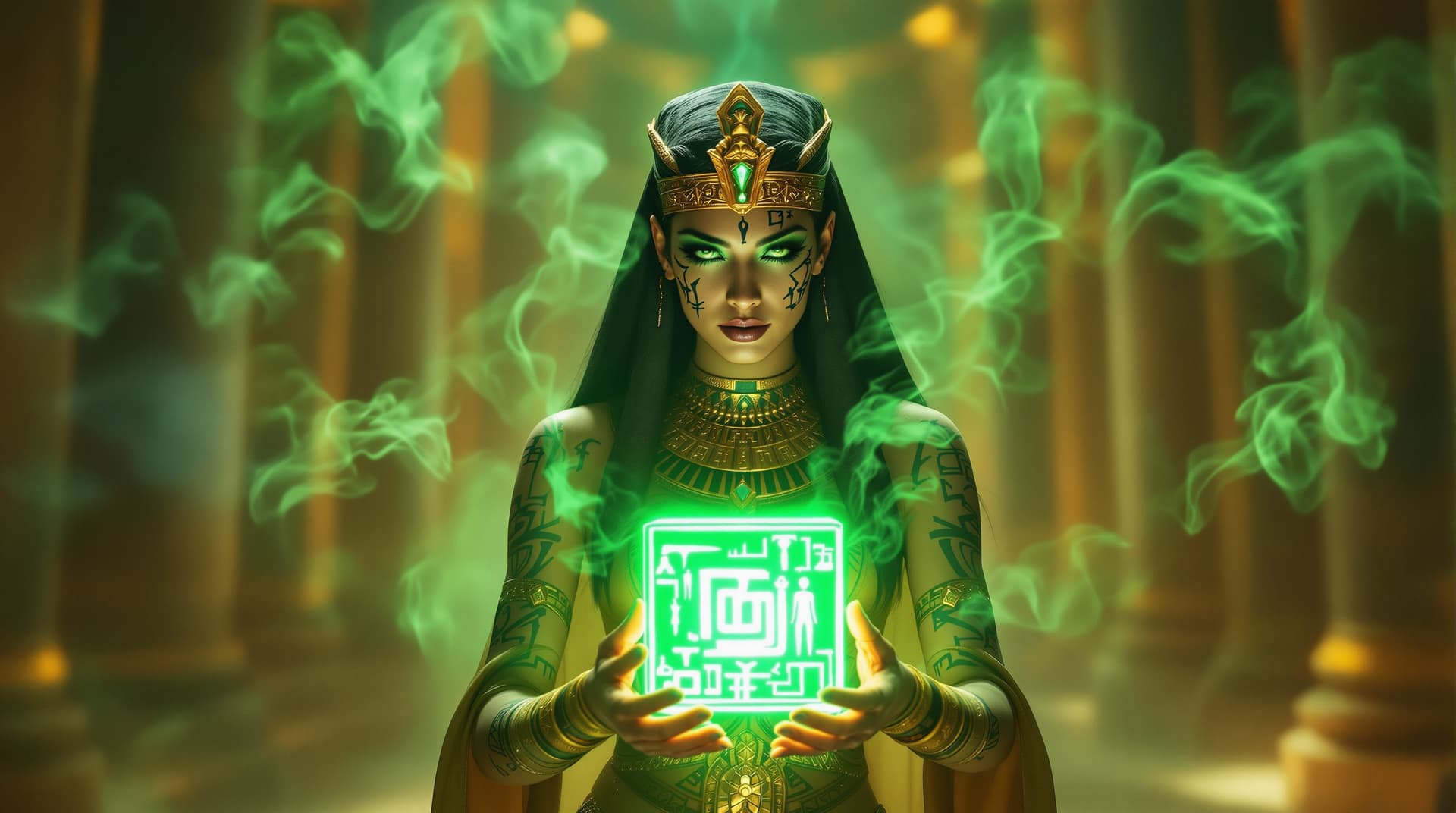 AI generated: Full body view of a stunning, hyper-realistic, photographic, cinematic still of an elegant ancient E...