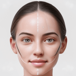 AI generated: young beautiful woman, smiling at camera, symmetrical face,   symmetrical eyes, white background, ex...