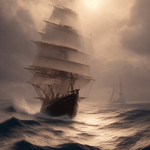 AI generated: Photo of a ultra realistic sailing ship, dramatic light, pale sunrise, cinematic lighting, battered,...