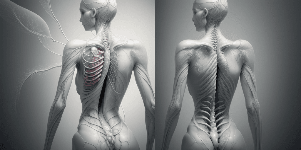 AI generated: 3d rendering, artistic anatomical render, ultra quality, human body with transparent skin revealing ...