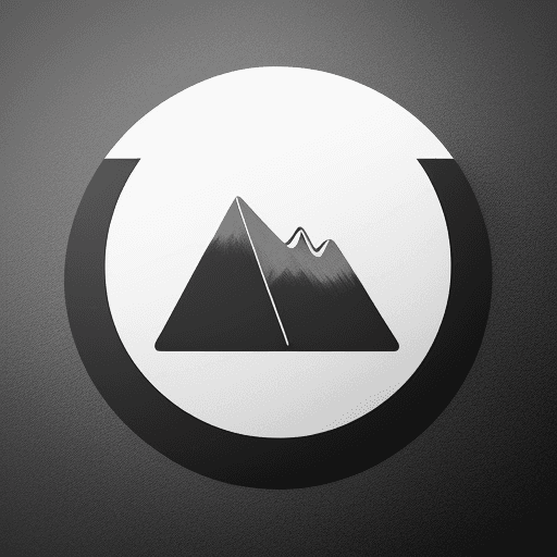 AI generated: Flat black monochromatic monotonal logo symbol bike and mountain face shape, flat minimalist icon, w...