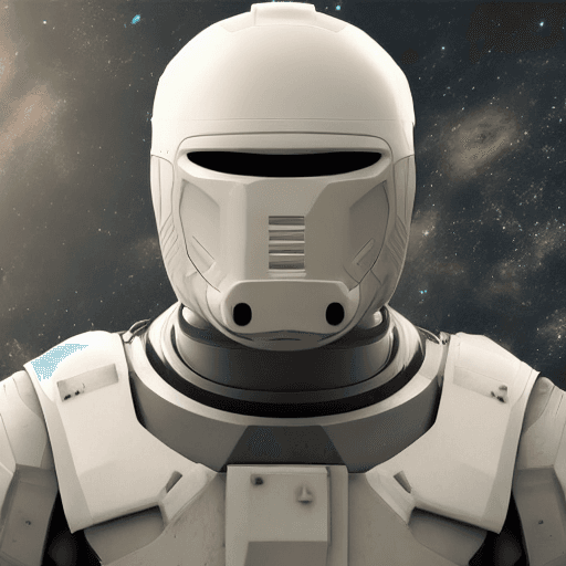 AI generated: Photo of a human space warrior | realistic face | full shot | strong jaw | hyperrealistic | no helme...