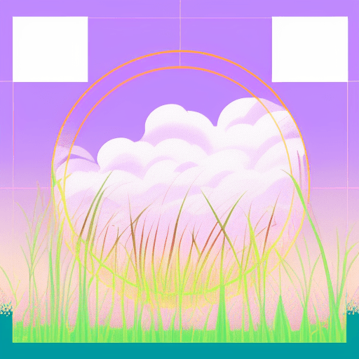 AI generated: a vaporwave style illustration drawing of a Meadows, in the style of light lilac and orange, grid wo...