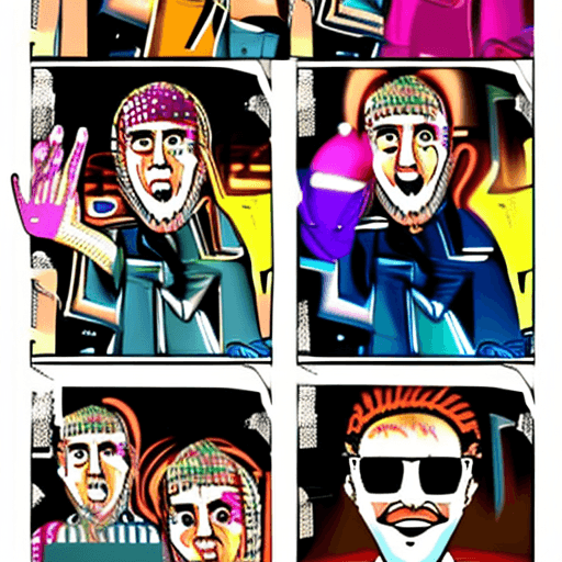 AI generated: COMIC BOOK STYLE, a guy who is playing a nice set at the music festival named 'beyond wonderland' an...