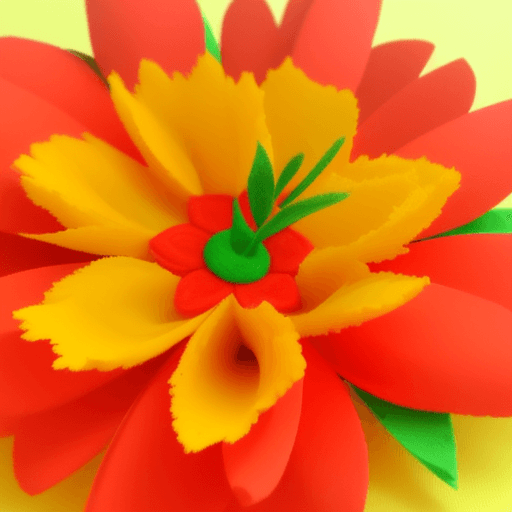 AI generated: crear una flor de 5 hojas, borde rojo y fondo amarillo, sigue el mismo estilo anterior