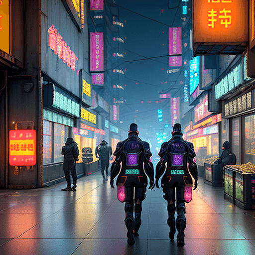 AI generated: 3D rendering of Chuangye Street, Cyberpunk-style city streets and buildings, street with luminous co...