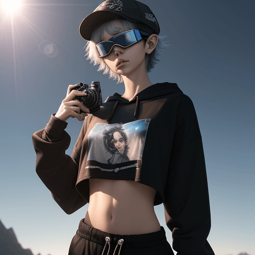 AI generated: dreamscape beautiful young, thin, fit, short messy hair, intrincate details, baggy pants, t-shirt, (...