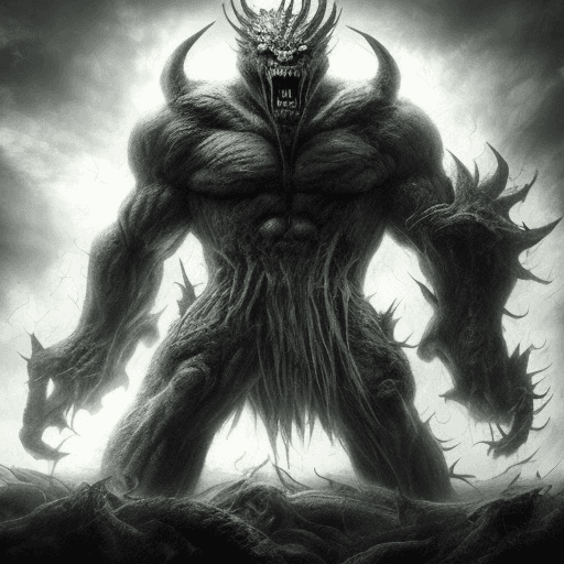 AI generated: giant monster, darkness, agressive pose :: epic emotional, rage, anger, power, tribal darkfantasy