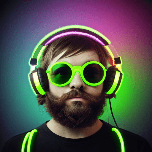 AI generated:  a "Raving Bearded Dragon" as the playlist icon, wearing DJ headphones, with a neon glow around it, ...
