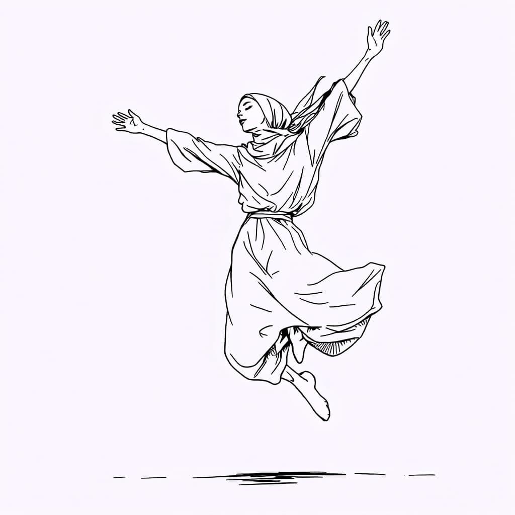 AI generated: minimalist line art drawing of a Beautiful and cute and glamorous with a little hair not covered ,Mu...