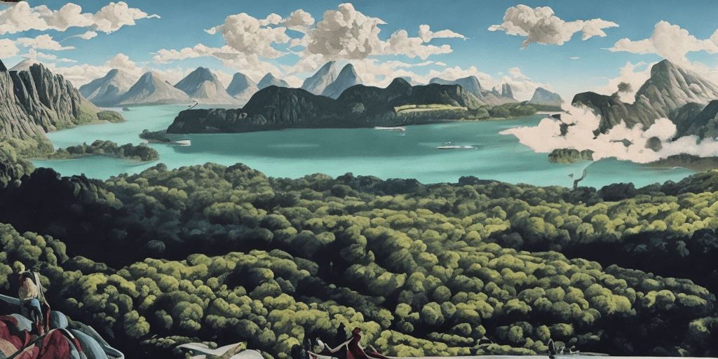AI generated: epic view, epic scene, oil painting, neo rauch, gouache