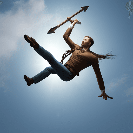 AI generated: man flying in the air with axe