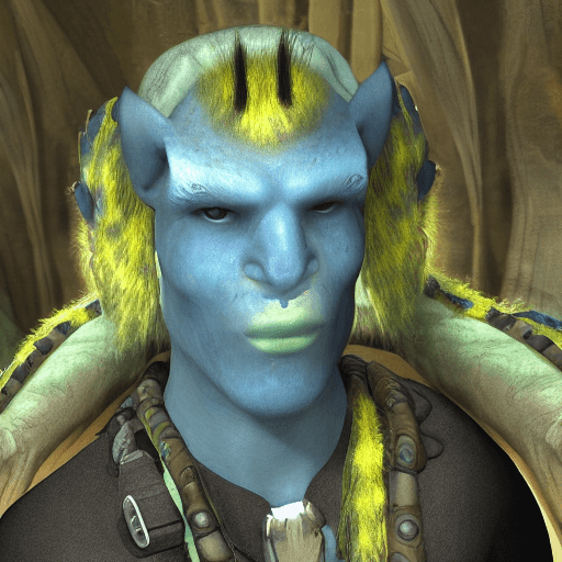 AI generated: A na'vi character, blue skin