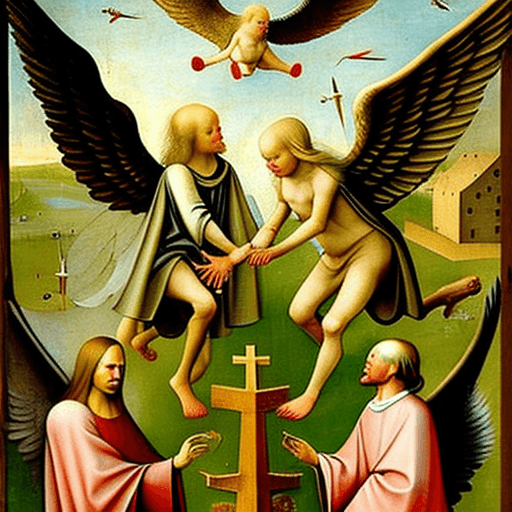 AI generated: Biblically accurate angels, Hieronymus Bosch, eagle, cherubim, dominion