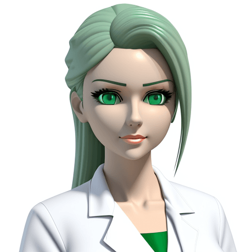 AI generated: ULTRA cute medical women, 3D, GREEN EYES, white background outline V5