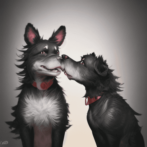 AI generated: Pixar style black puppy with white chest and paws wearing red collar, 4k, 8k, unreal engine, octane ...