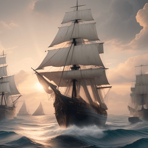 AI generated: Photo of a ultra realistic sailing ship, dramatic light, pale sunrise, cinematic lighting, battered,...